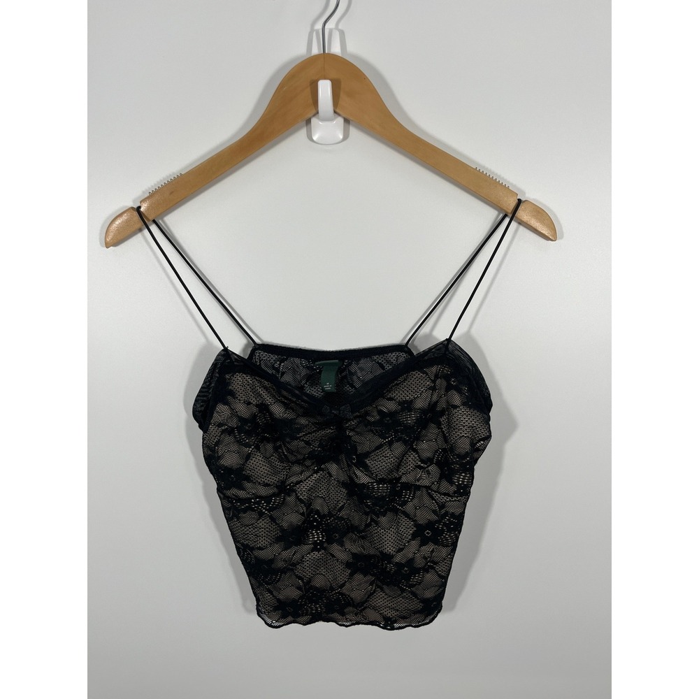 Y2K Babydoll Whimsigoth Dark Fairy Womens‎ Top M Black Mesh Lace Witchy Festival